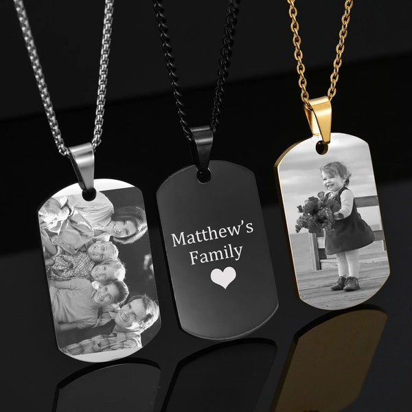 Custom Military Dog Tags Laser Engraved Personalized Photo Picture