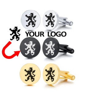 Gemelos redondos con logotipo personalizado para eventos de negocios, escudo de armas familiar, joyería personalizada de negocios de acero inoxidable para hombres y mujeres