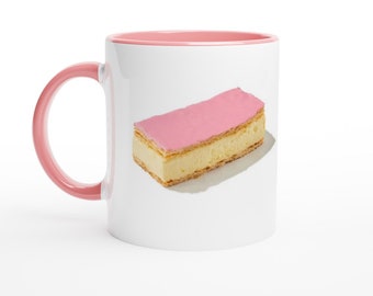 Tompouce mug - White ceramic mug with pink inside of 325ml