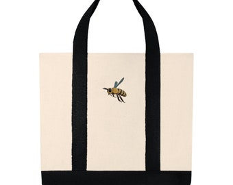 Bestickte Biene – Einkaufstasche – Tasche – Wespe – Angus Bodangus – Low Poly