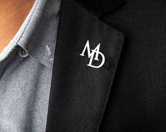Custom Initials Brooch For Groom Business Event Men&#39;s Women Stainless Steel Initials Letters Personalized Wedding Pin Best Man Jewelry