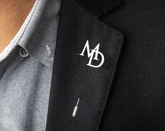 Broche de solapa con iniciales personalizadas para novio, eventos de negocios, hombres y mujeres, acero inoxidable, iniciales, letras, joyería personalizada para boda y padrino.