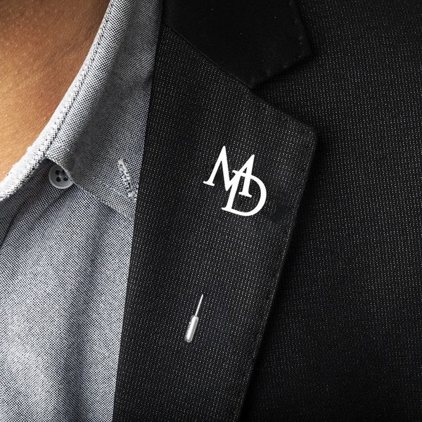 Custom Initials Lapel Pin Brooch For Groom Business Event Men's Women Stainless Steel Initials Letters Personalized Wedding Best Man Jewelry