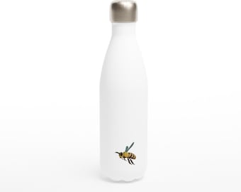 Botella de agua de acero inoxidable blanco de 17 oz - Abeja - Avispa - Botella - Angus Bodangus