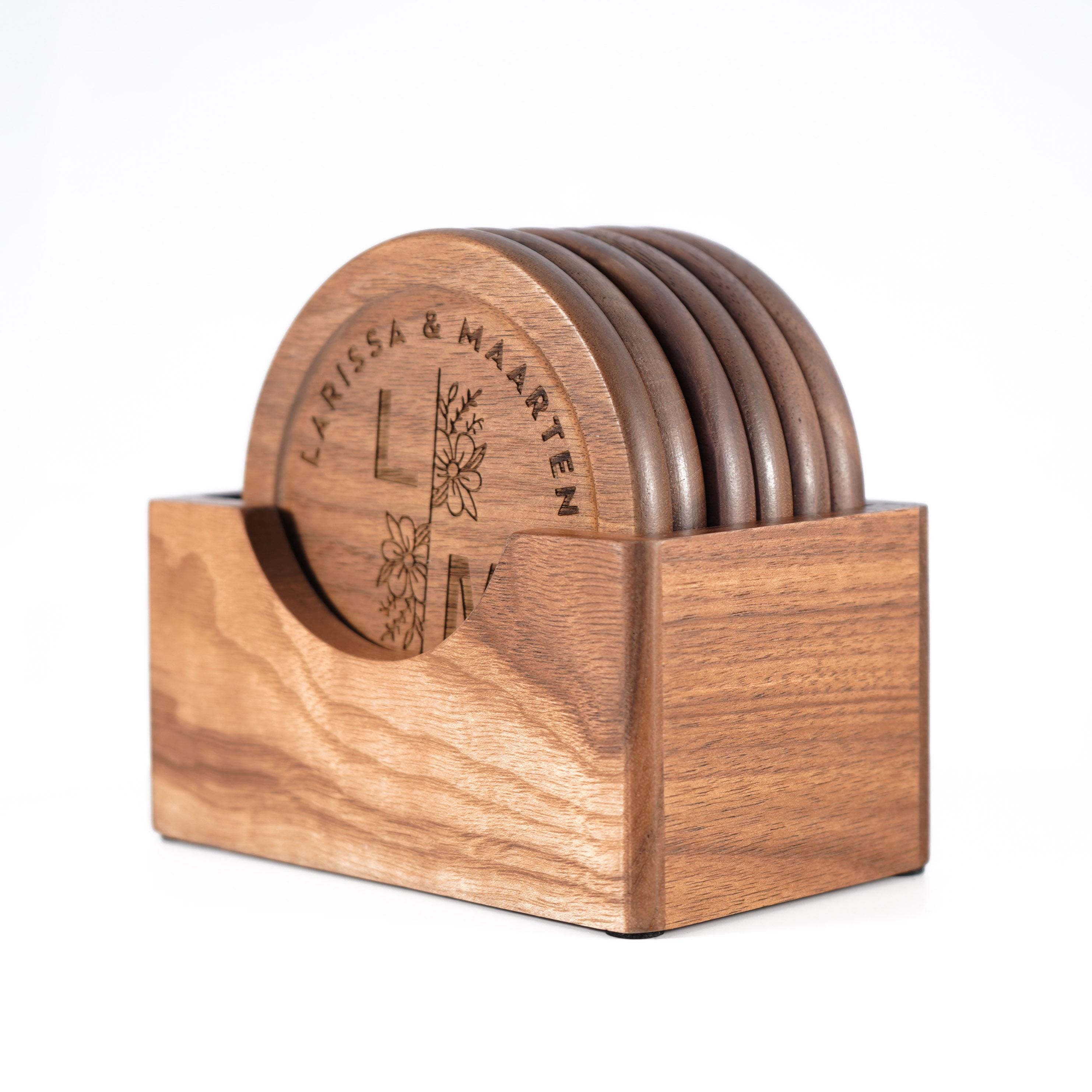 Personalized Wooden Coaster Set - Custom Wedding Coaster Set 6 Pieces ...