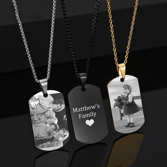 Military Dog Laser Engraved Dog Tag Black Custom Dog Tag Necklace