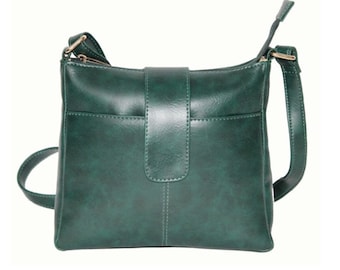 Green Women&#39;s Genuine Leather Sling Bag - Attractive, Elegant and Medium-Sized for a Touch of Sophistication