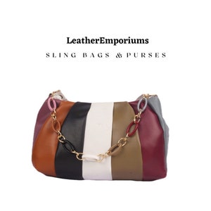Bolsa tipo estilingue multicolorida e elegante – acessório de moda sofisticado para mulheres e meninas chiques do dia a dia