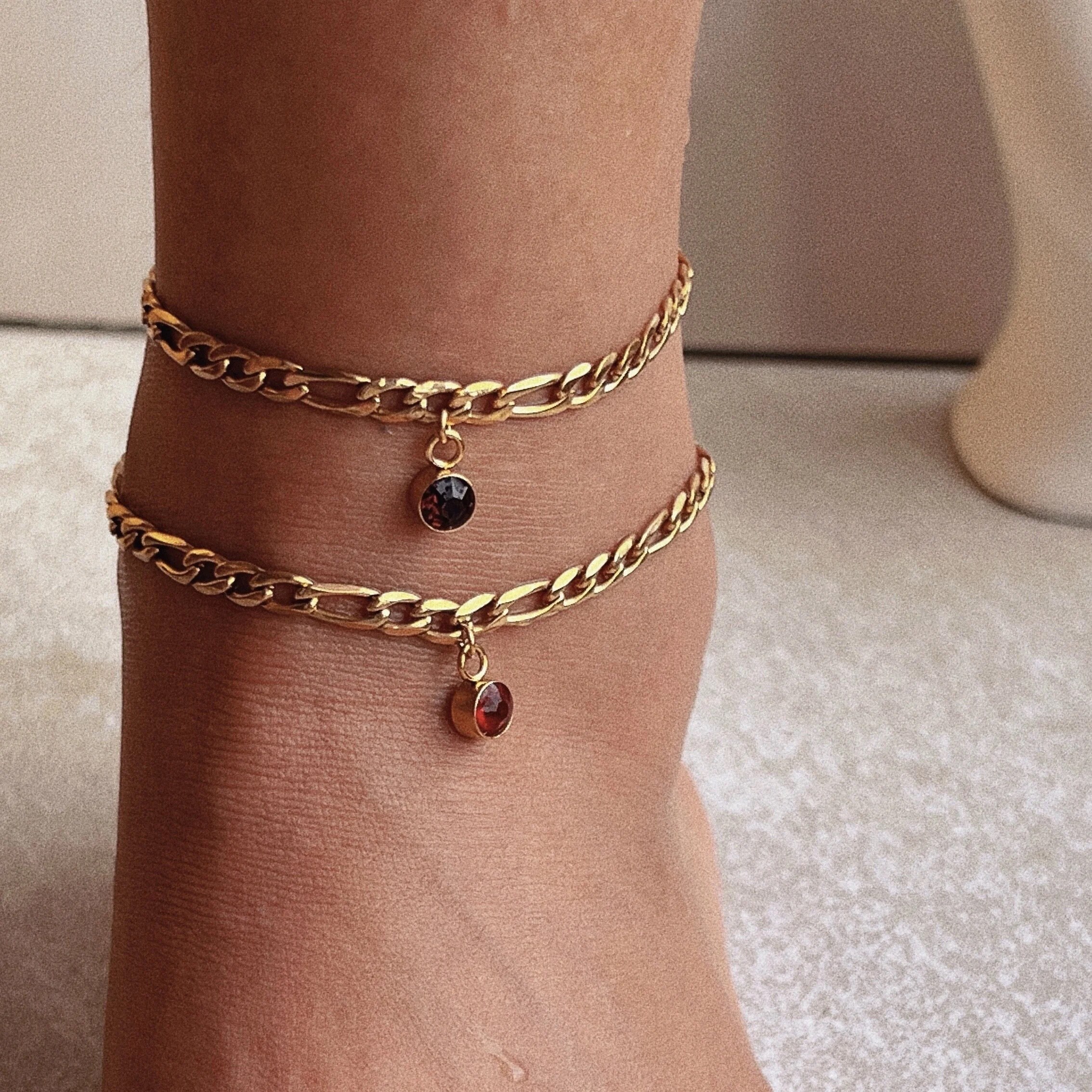 Birthstone Anklet Anklets Gold Birthstone Anklet Dainty Etsy