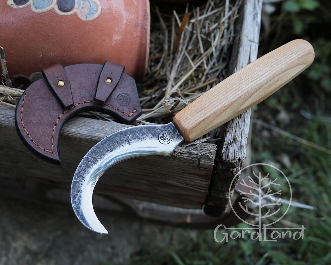 Handcrafted Small Garden Sickle | Carbon Steel Blade | Precision ...