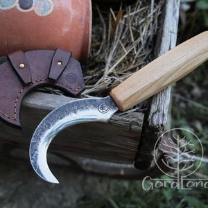 Handgemaakte kleine tuinsikkel | Koolstofstalen lemmet | Precisie gereedschap voor wieden en oogsten | Stalen mes | Teeltgereedschap |Tuinieren |Cadeau