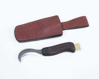 Handcrafted Carbon steel Mushroom knife with Leather Sheath , Personalized, Mushroom Picking, Foraging, Mushroom Hunter Gift,Mushroom knives