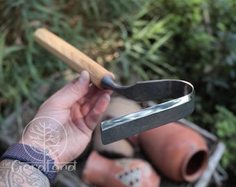 Hand Forged Garden Hand Hoe, Personalised Gifts, Garden Tools, Sharp Hand Hoe, Gardening, Carbon Steel Blade, Cultivating Tool, Gardening