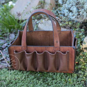 Bolsa para herramientas de jardinería hecha a mano / Bolsa para herramientas de jardinería / Bolsa de transporte para exteriores / Organizador de cuero / Bolsa para herramientas de cuero / Bolsa para herramientas personalizada
