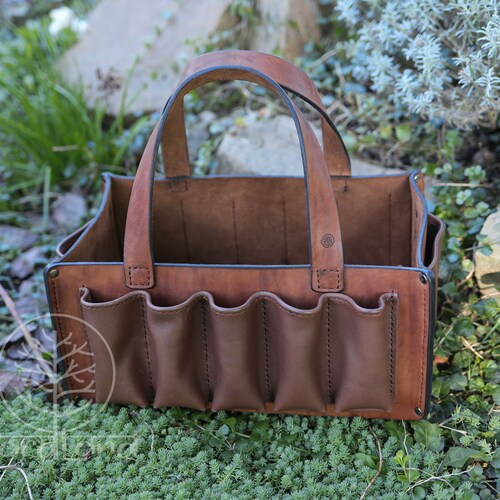 Hand Crafted Garden tool bag | Gardening Tool Bag | Outdoor Carry Bag | Leather Organizer | Leather Tool Bag | Personalized tool bag