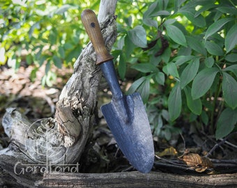 Handgeschmiedete kurze Schaufel | Gartengeräte | Handgemachte geschmiedete Gartenschaufel | Kohlenstoffstahl | Für die Gartenreinigung | Geschmiedete Werkzeuge