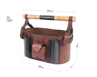 Handmade Garden Leather Bag – Durable Tool Tote for Gardeners | Handmade Bag | Gardener Gift | Vintage Garden Caddy Handmade | Leather Bag