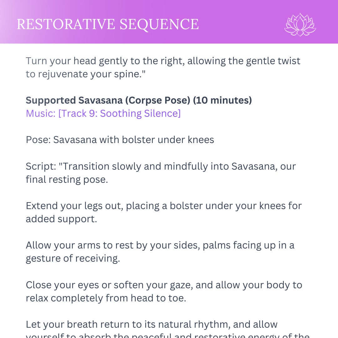 Restorative Script Widgit 60-minute Restorative Yoga Flow Guide With Script & Music Playlist for ...