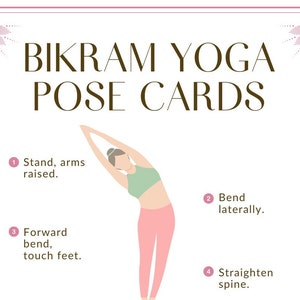 Yoga Pose Cards: 26 Postures Guide - Printable PDF, At-Home Hot Yoga Series with Detailed Instructions and Teacher Cues