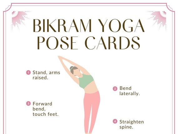 Yoga Pose Cards: 26 Postures Guide Printable PDF, At-home Hot Yoga Series  With Detailed Instructions and Teacher Cues 