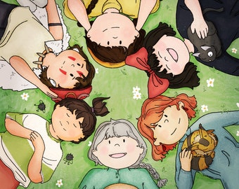 Ghibli Girls Print