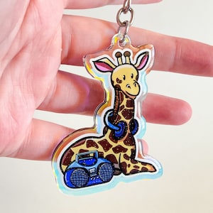 Giraffe Schlüsselbund, Acryl Schlüsselbund, holographische Giraffe Schlüsselbund, Acryl Schlüsselring, Giraffe Schlüsselanhänger, Tier Liebhaber Geschenk, Schlüsselring Giraffe Liebhaber