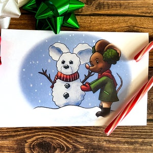 Tarjeta de Navidad de ratón, tarjetas de felicitación de ratón, tarjetas de ratón, ratón de Navidad, juego de tarjetas de Navidad, linda tarjeta de Navidad, tarjeta festiva de ratón