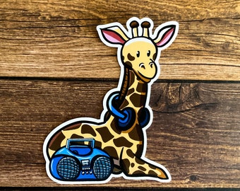 Cute Animal Sticker, Giraffe Sticker, Zoo Animal Sticker, Bullet Journal Sticker, Laptop Decal, Wild Animal, Cute Giraffe, Music Sticker