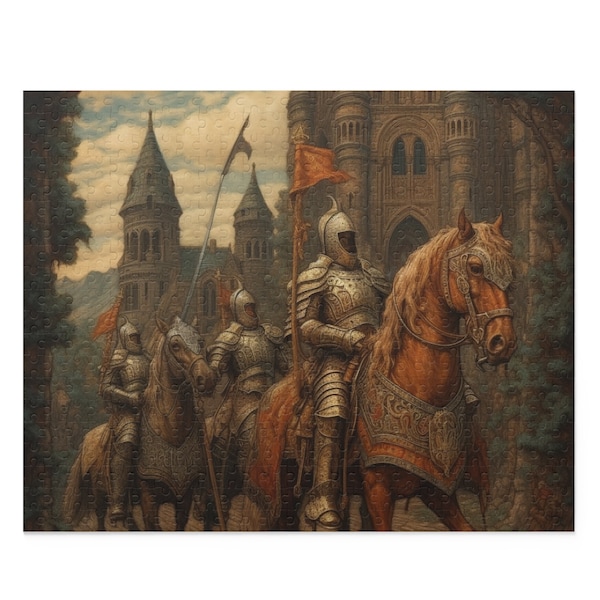 Mystische Knights 'Quest Puzzle - Mittelalterliche Krieger, Zauberhaftes altes Gemälde, Historisches Puzzle, 500 Teile, Historisches Puzzle