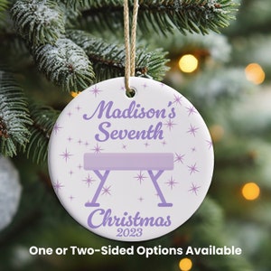 Gymnastics-Themed Custom Ceramic Christmas Ornament for Team or Coach; Makes Great Memory-Filled Holiday Keepsake; Gymnast Personalized Gift