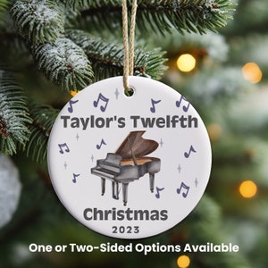 Christmas Ornament for Your Budding Pianist Makes Great Keepsake, Personalized Kid&#39;s Holiday Ornament, Piano Ornament, Family Ornament