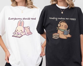 Shirt lezing leraar, T-shirt bibliothecaris, shirt leraar basisonderwijs, schattige dieren lezing T-shirt, cadeau leraar kleuterschool, leesclub beestjes