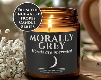 Świeca Morally Grey Dark Romance, prezent dla miłośnika fantasy, prezent dla mola książkowego dla czytelników i pisarzy, pikantna dekoracja półki na książki z romantycznymi gadżetami