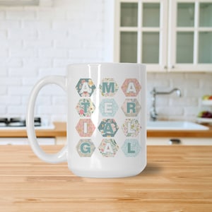 Floral Pattern A Material GAL Coffee Mug Makes Funny Gift for Quilters; Give Ceramic Mug with Flower Print for Mother&#39;s Day to Sewing Moms