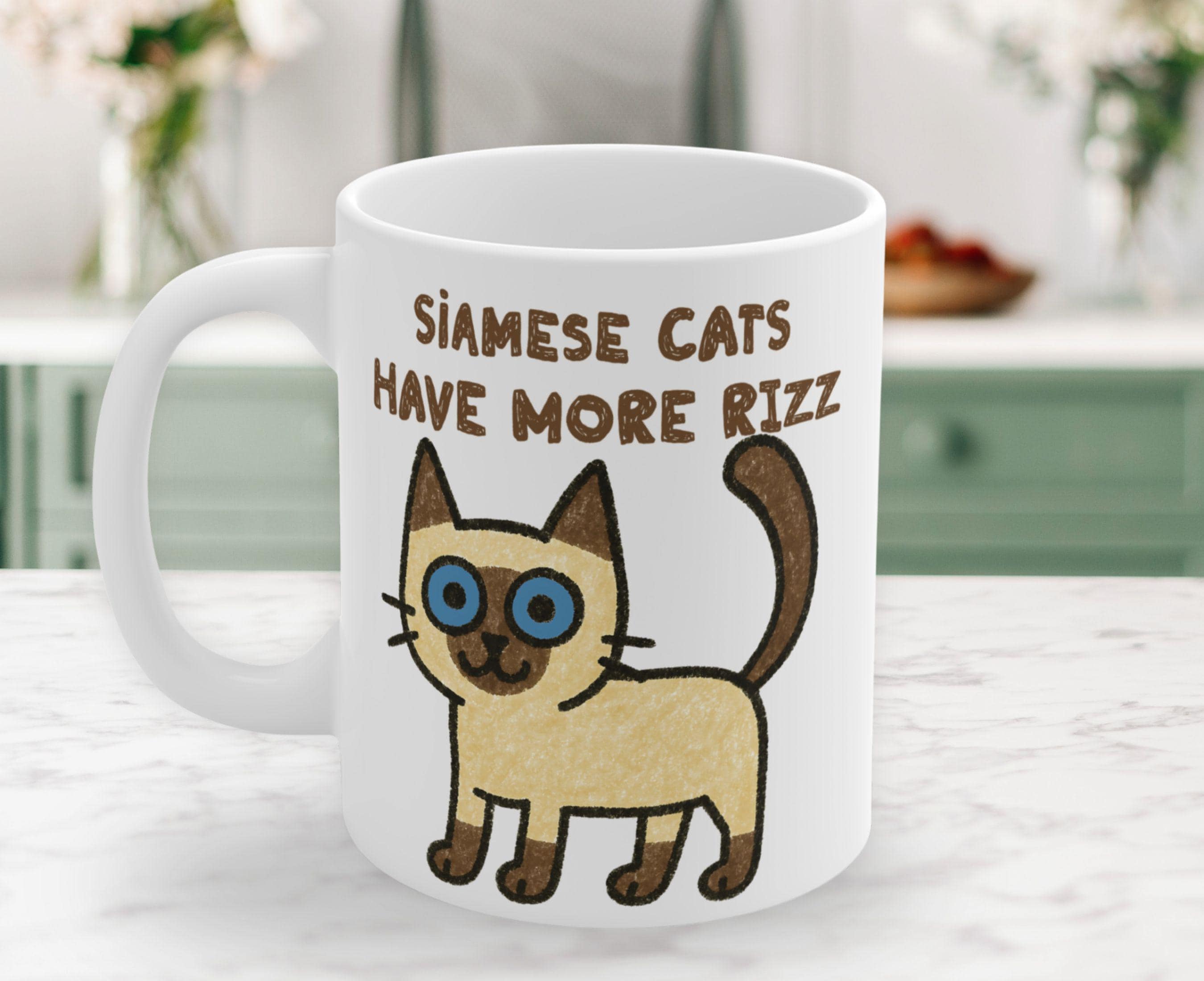 猫マムシ様 シャム猫の「Have More Rizz」コーヒーマグ、ミーザー猫のママやパパへ