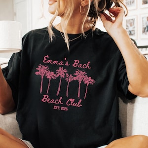 Spersonalizowana koszulka na wieczór panieński na plaży, spersonalizowana koszulka na wieczór panieński, koszulka Comfort Colors Beach Bach Club, prezent dla druhny, Tropical Bach