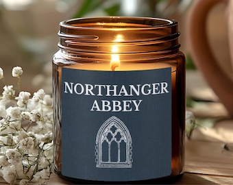 Jane Austen MINI Decorative Candle, Northanger Abbey, Book Nook Decor, Book Club Favor, Literary Hostess Gift, Reader Birthday Gift