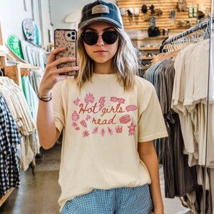 Book Lover Shirt, Hot Girls Read Shirt, Scrapbook Aesthetic Tee, Retro 90s Doodle Tee, Pink & Red Bookish Aesthetic Top, Cozy Reader Shirt Ivory