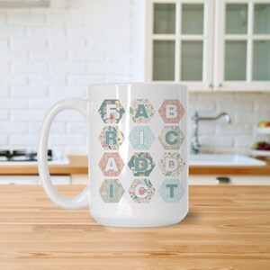 Floral Pattern Fabric Addict Coffee Mug Makes Funny Gift for Quilters; Give Ceramic Mug with Flower Print for Mother&#39;s Day to Sewing Moms