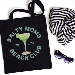 Sacola de praia personalizada Salty Moms, bolsa de praia Margarita, bolsa de verão para presentear a mãe, bolsa de lona estética, bolsa de férias costeiras para cruzeiros