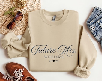Toekomstige mevrouw sweatshirt, aangepaste verlovingssweater, bruids douchecadeau, trui ronde hals bruid, bruid als cadeau, nieuw verloofd cadeau