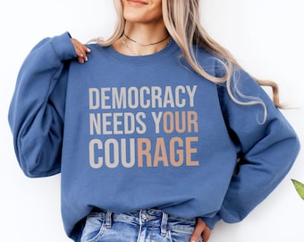 Anti Fascism Pro Democracy Sweatshirt, Unisex Political Protest Crewneck, Liberal Patriotic Pullover, No Kings in America Progressive Gift
