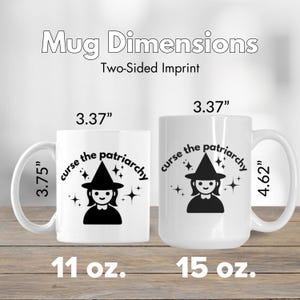 Curse the Patriarchy Cute Witch Mug, Retro Style Anti-Patriarchy Coffee Mug Makes Great Feminist Gift, Equal Rights Coffee Cup, Liberal Gift image 3