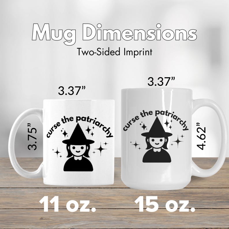 Curse the Patriarchy Cute Witch Mug, Retro Style Anti-Patriarchy Coffee Mug Makes Great Feminist Gift, Equal Rights Coffee Cup, Liberal Gift image 3