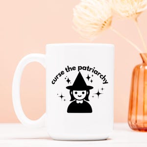 Curse the Patriarchy Cute Witch Mug, Retro Style Anti-Patriarchy Coffee Mug Makes Great Feminist Gift, Equal Rights Coffee Cup, Liberal Gift image 7