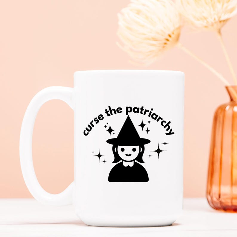 Curse the Patriarchy Cute Witch Mug, Retro Style Anti-Patriarchy Coffee Mug Makes Great Feminist Gift, Equal Rights Coffee Cup, Liberal Gift image 7