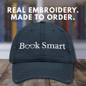 Gesticktes Buch Smart Hat, Distressed Bookish Dad Hut, Librriancore Ästhetik Cap, Smart Girl Baseballmütze, Leser Geschenk für Sie oder Ihn