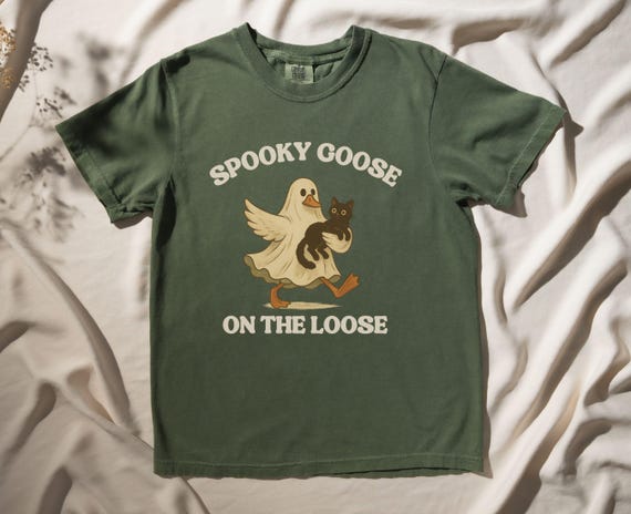 One Silly Goose Shirt, Comfort Colors Ghost Goose Shirt, Summerween Shirt, Halloween Crewneck Tee, Stay Spooky Shirt, Cat Mama Halloween