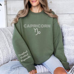 Custom Capricorn Sweatshirt Makes Perfect Gift for December/January Birthday; Personalized Zodiac Shirt w/ Capricorn Traits for Unique Gift