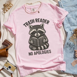 Funny Book Lover Shirt, Trash Reader Aesthetic Tee, Raccoon Reading Shirt, Bookish Gift for Her, Comfort Colors Reader Tee, Spicy Book Shirt
